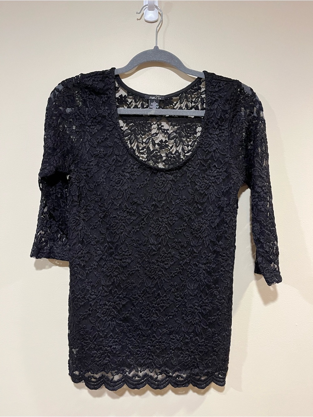 Rue21 Black Lace Scoop Neck Blouse